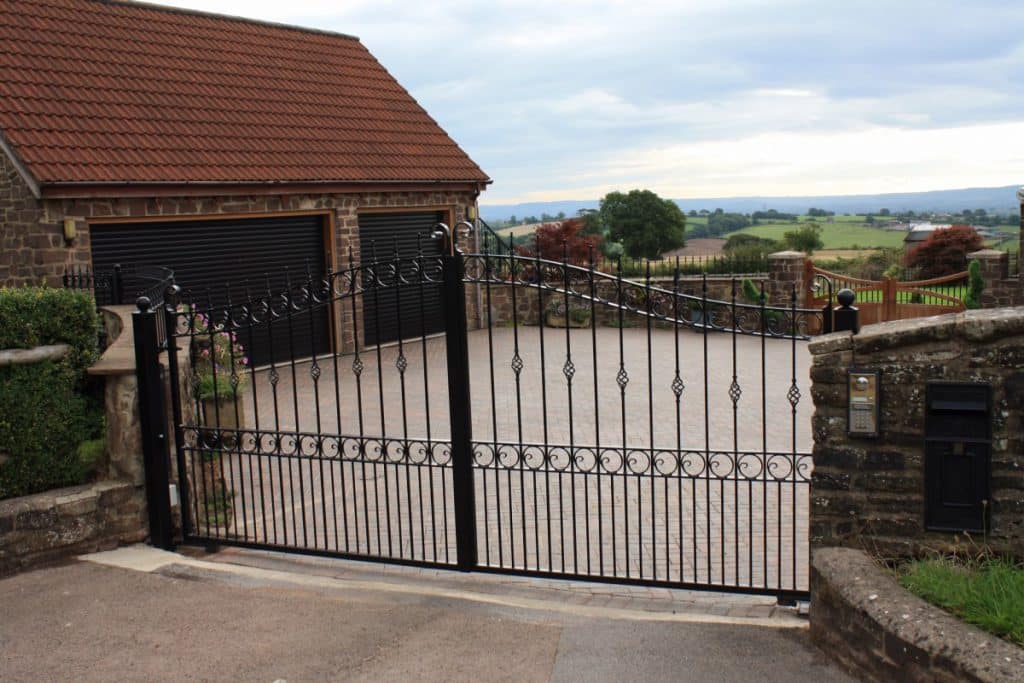 Garage black steel gates